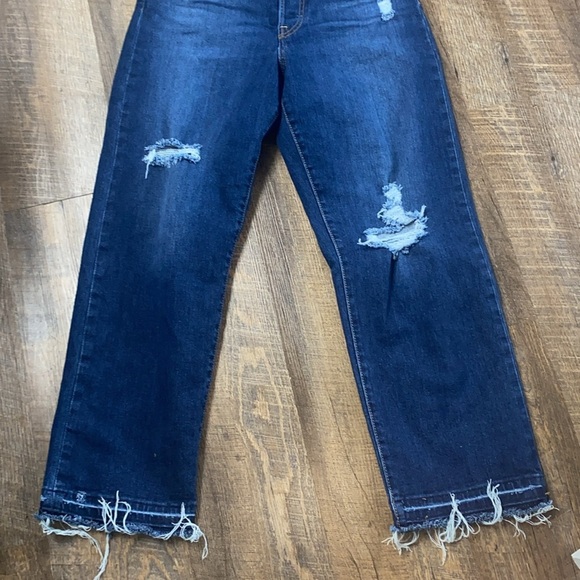 LEVI’S PREMIUM 501 RIBCAGE STRAIGHT ANKLE UNDONE HEM FOR FREE PEOPLE LUXEDENIM - Picture 2 of 14